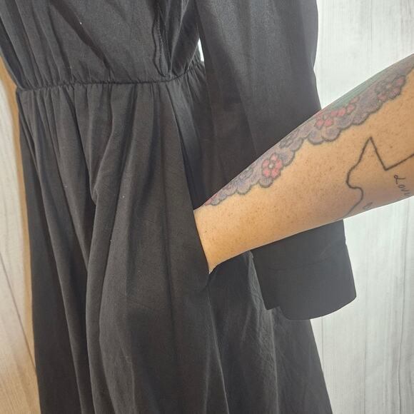 Vintage Lilia Smitty Black Western Dress Purple Print Yoke Shirt Dress, sz Small - Picture 4 of 6